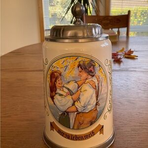 Ceramic Beer Stein with Romantic Scene